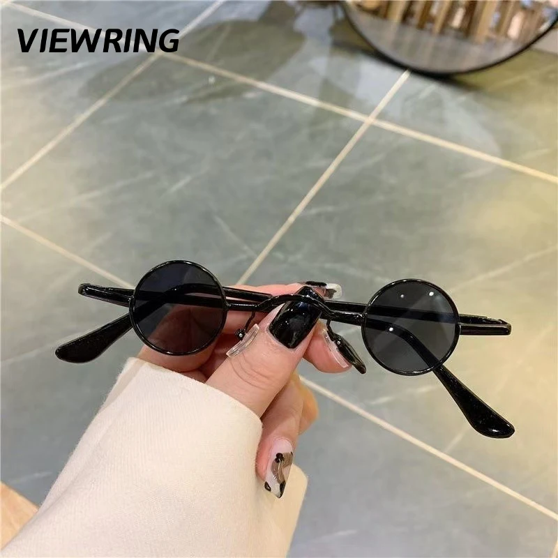 Viewring Vintage Tiny Small Round Sunglasses Thin Metal Frame Color Lens UV Protection Trendy Party Sun Glasses Unisex Eyewear