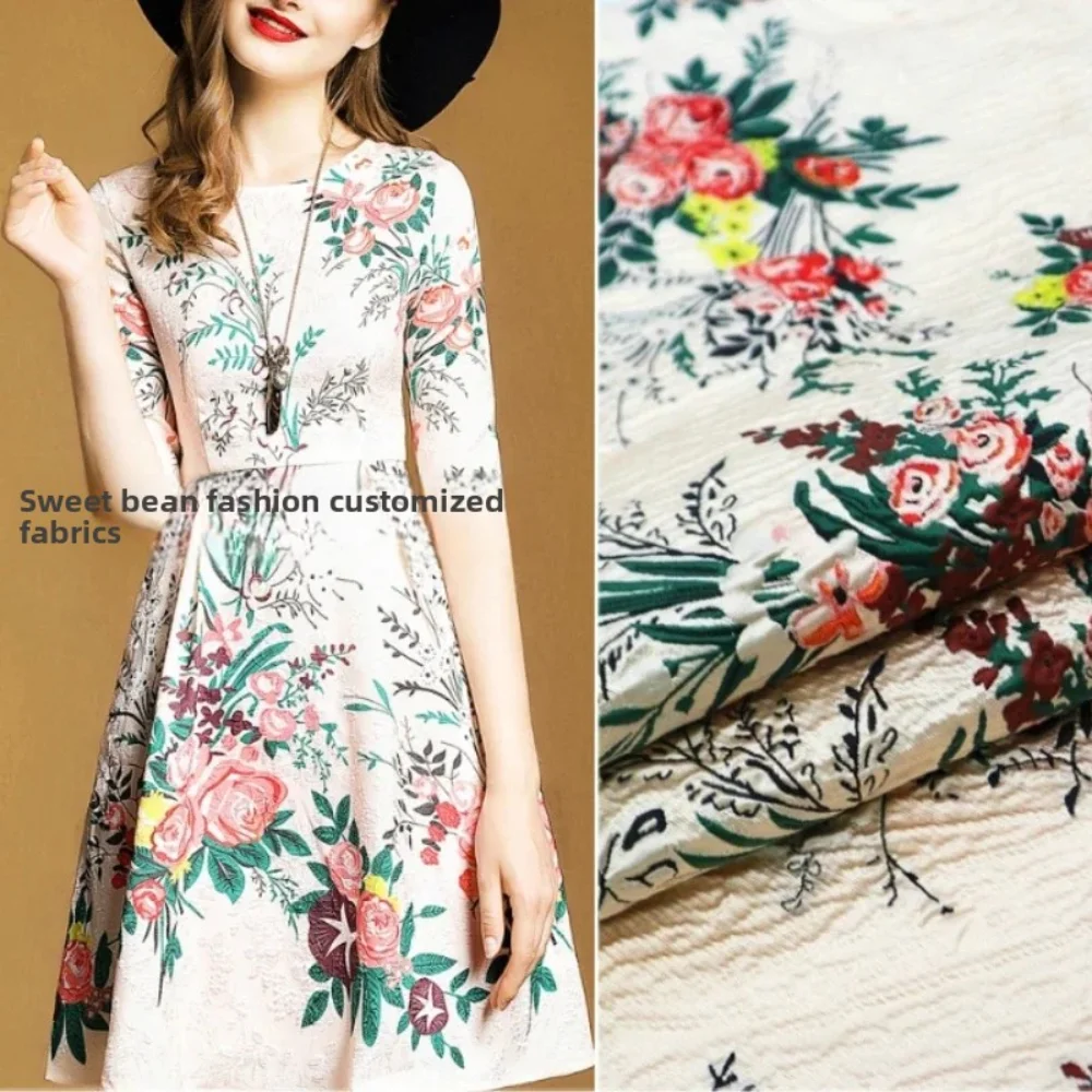 

Draped Brocade Jacquard Rose-embossed Blazer Dress Set European Brand Fashion Design Embroidered Wholesale Cloth by the Meter