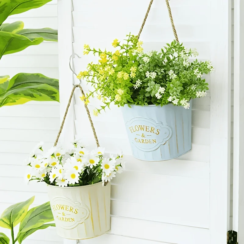 Vintage Oval Metal Planter for Wall Installation - Ideal for Succulents, Dried Flowers, Balconies, And Terraces, Both Indoors