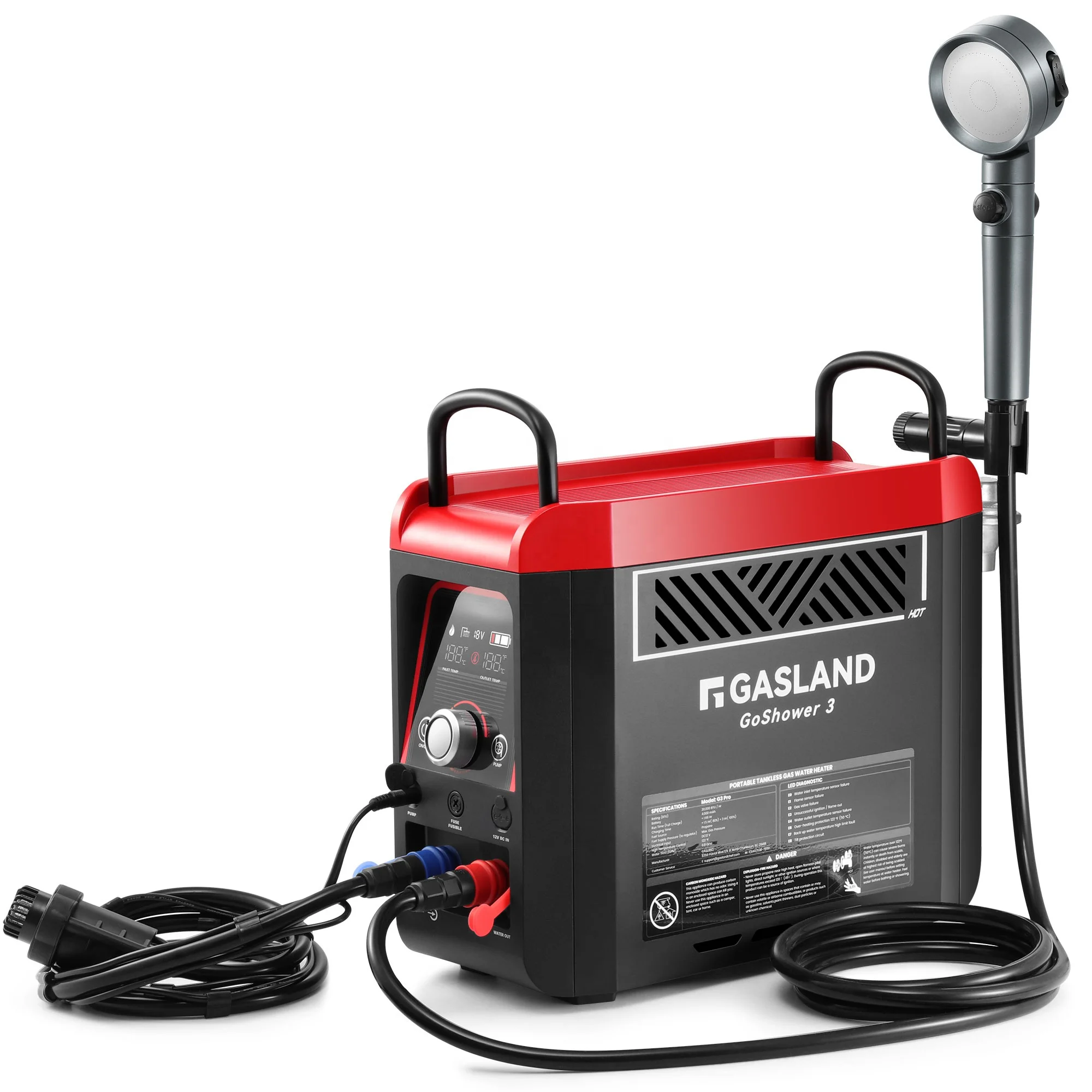 

GASLAND Goshower G3 Pro Portable Propane Water Heater Pump 100min Shower Rechargeable Battery Overheat Protection For Camping