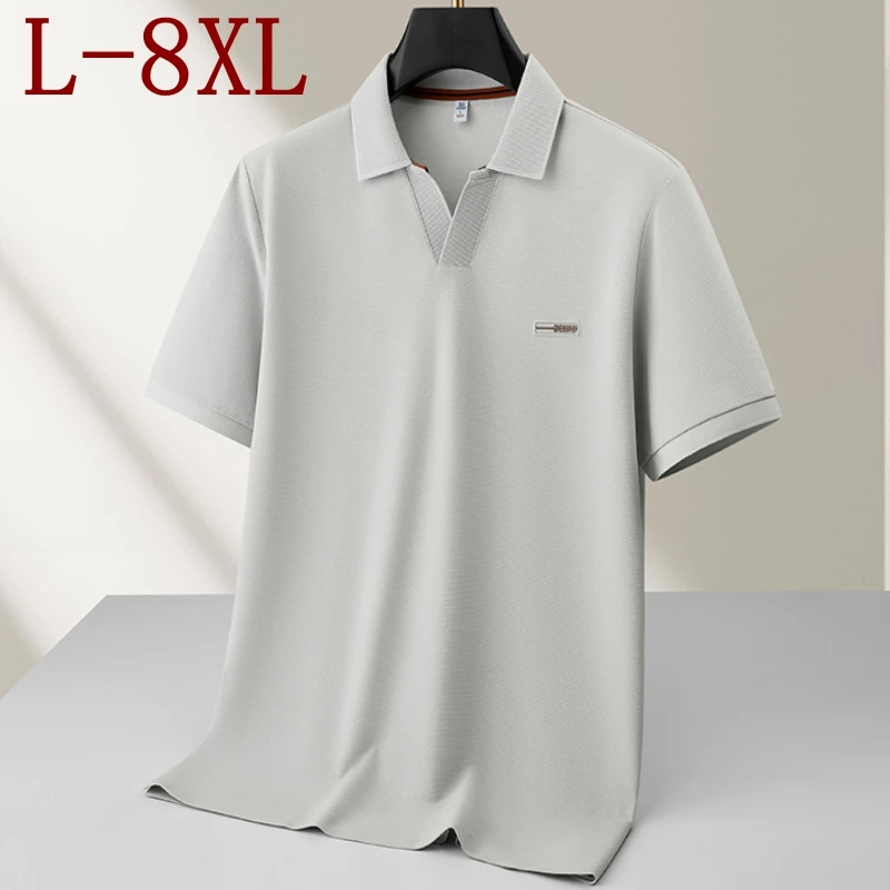 

Мужские рубашки поло из высококачественного хлопка, размеры 8XL, 7XL, 6XL, новинка лета 2026 года, повседневные, брендовые, свободного кроя, с отложным воротником.
