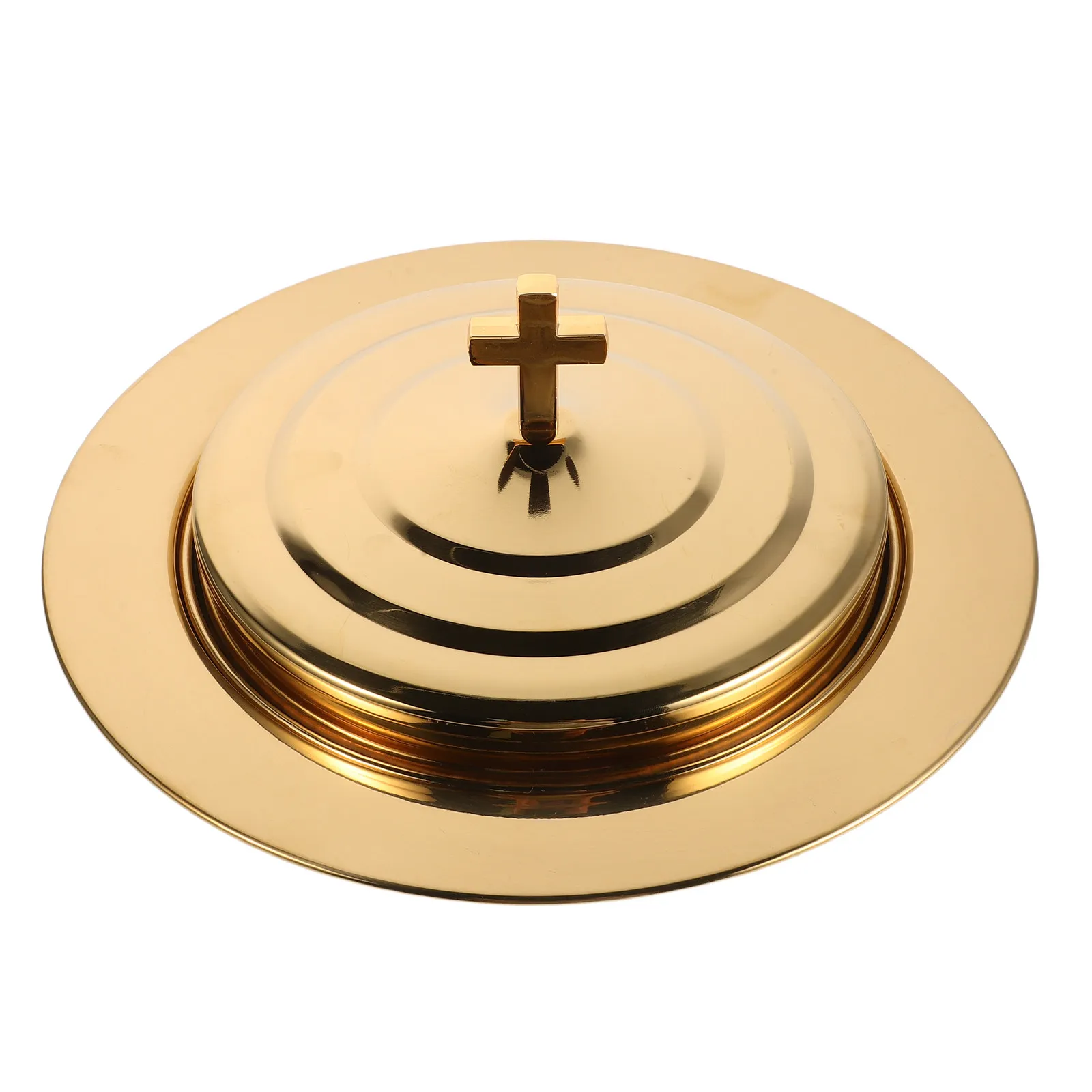 Gold Stainless Steel Communion Plate Small Size Covered Bread Tray Thickened 304 Church Holy Communion Service