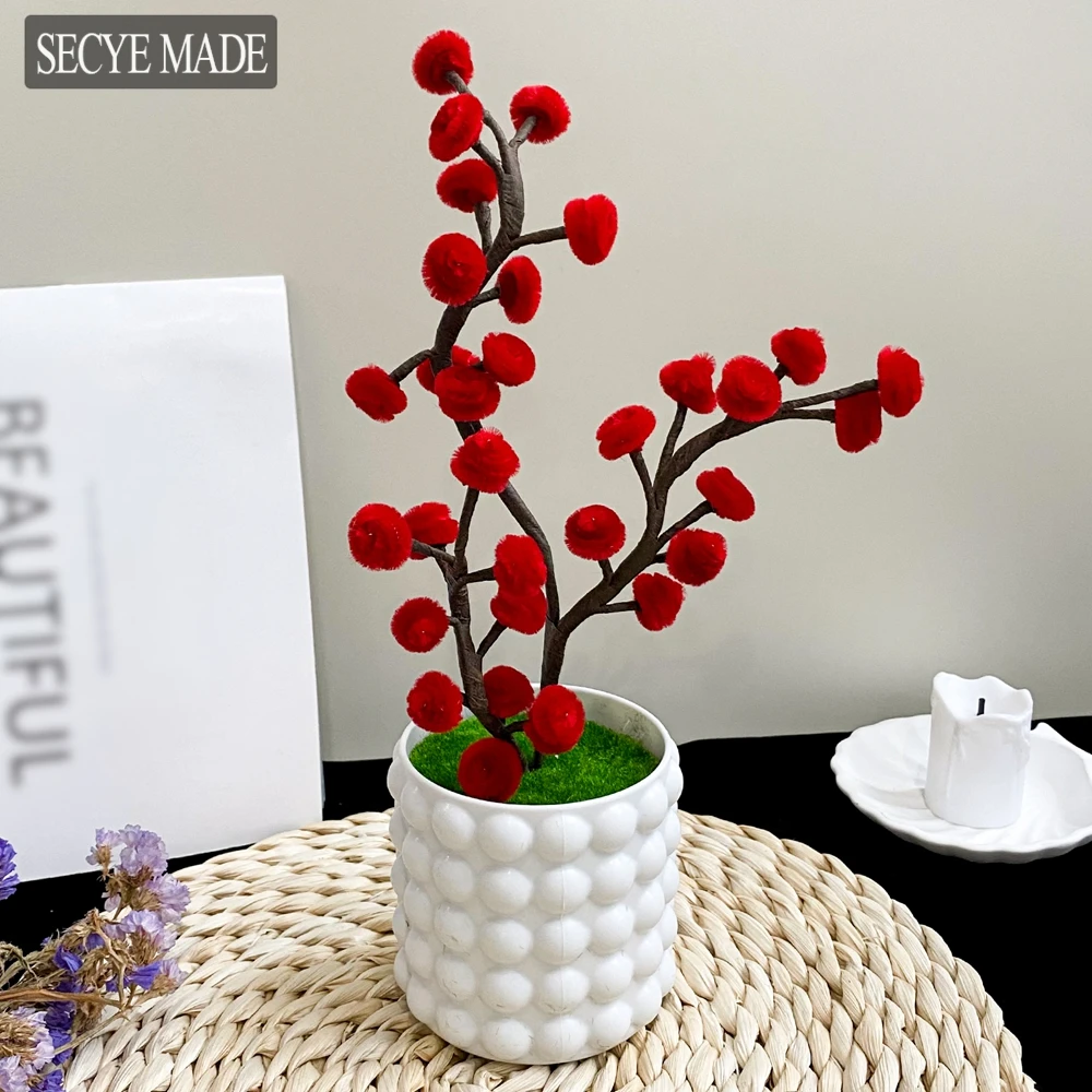 

Christmas Decoration Artificial Berries Potted Plant Festival Simulated Bonsai Home Living Room Wedding Decor Table Ornament L25