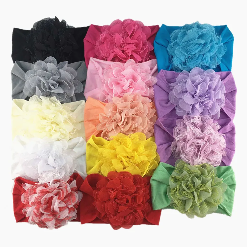 newborn baby headband Chiffon flower Baby elastic Lace hair band  infant headbands girls headwear baby girls hair accessories