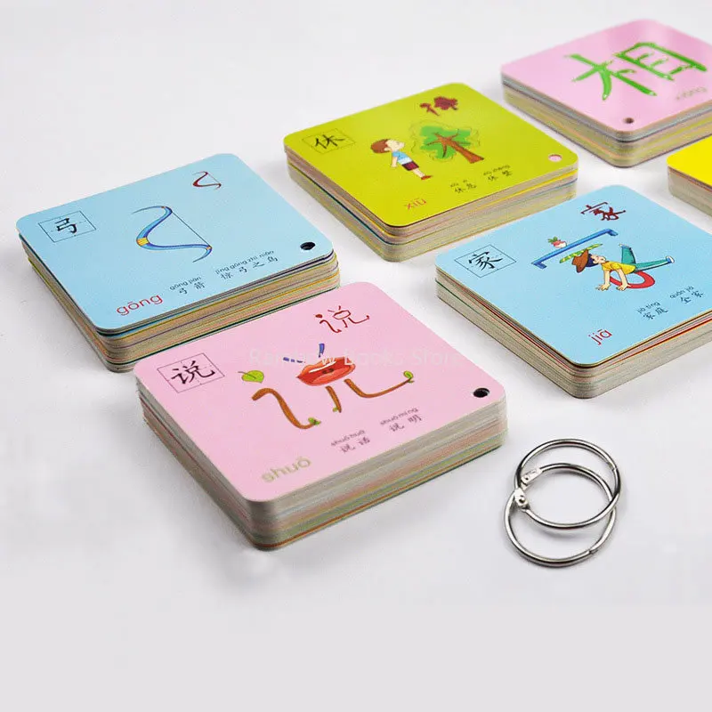 504 Pages Children's Literacy Book Chinese Pictographic Literacy Card for 2-6 Years Old Baby 8x8cm Learning Card