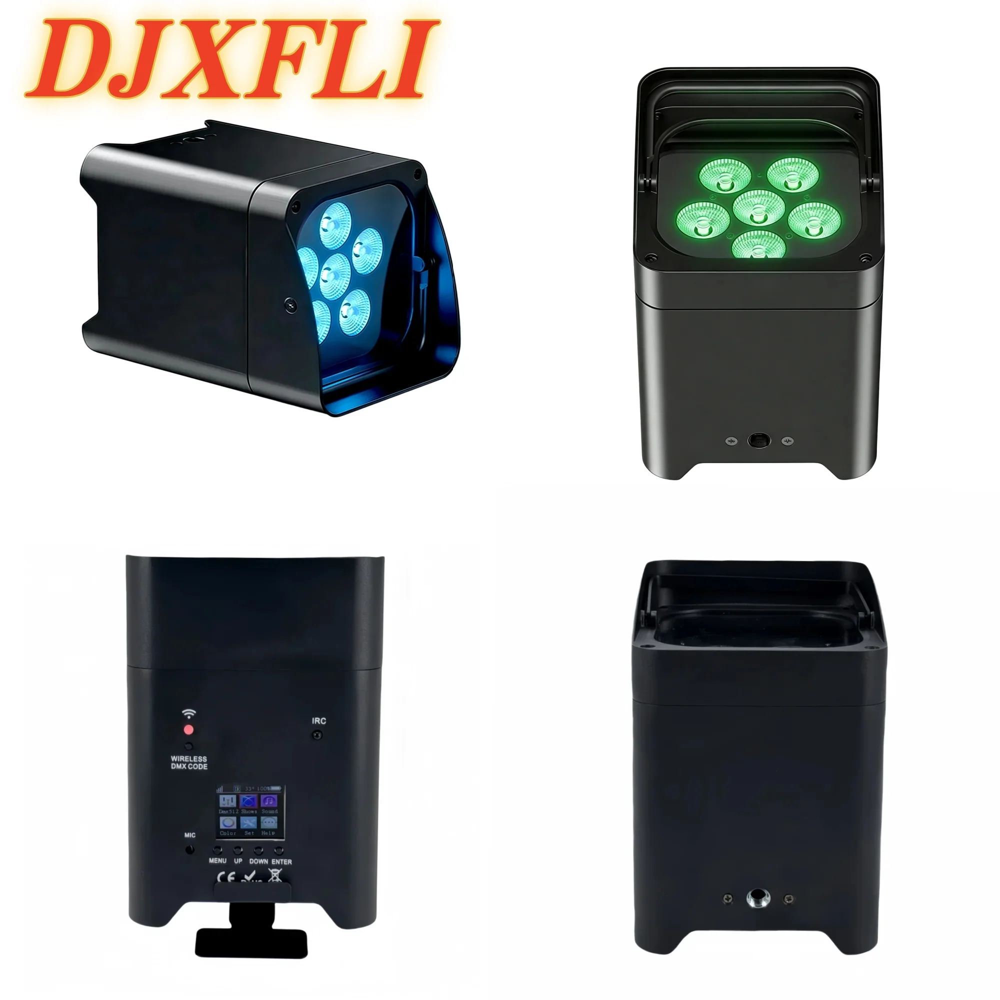 

4Pcs 6x18W RGBAW+UV LED Par Light 6-in-1 Wireless Stage Light DMX Remote Control with WiFi for DJ Bar Disco Party Concert