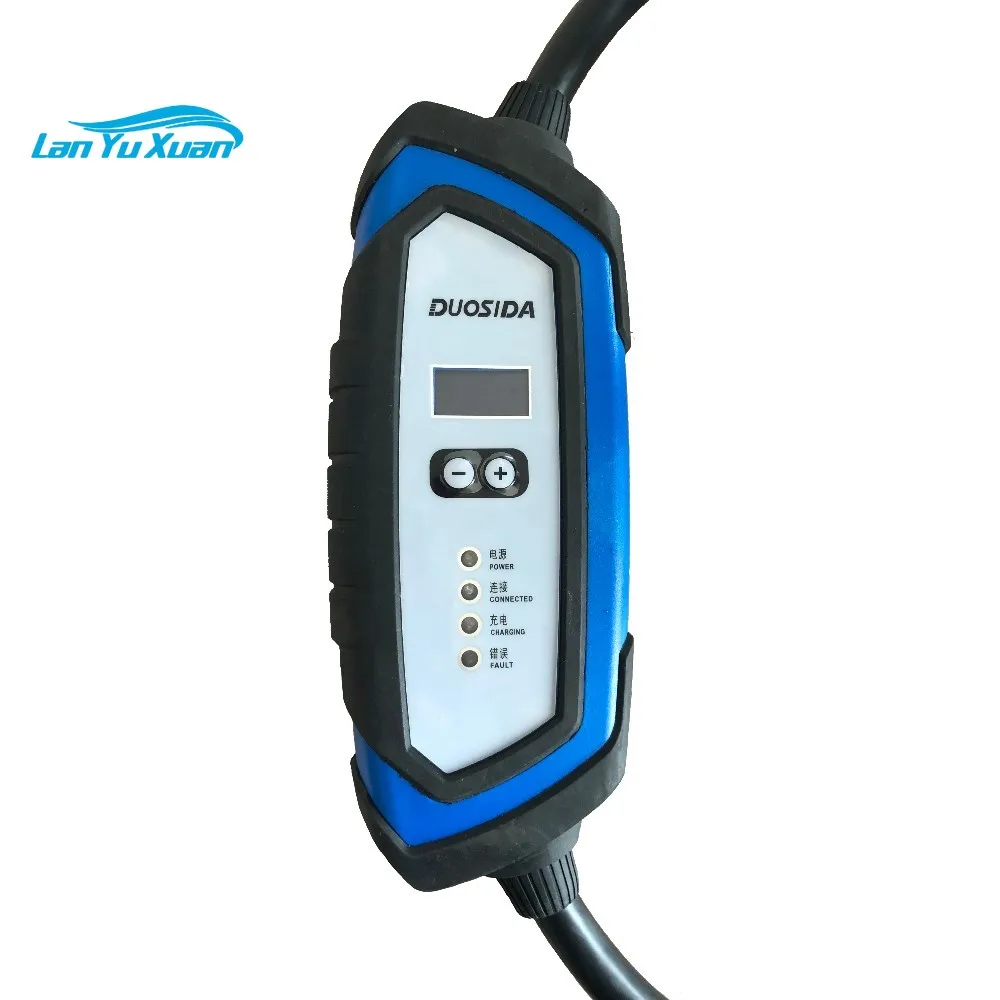 Blue CEE plug with 32a 7kw ev charger sae j1772 plug 32 ev 1 phase charger Household car charging station