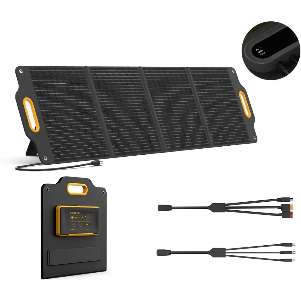 

200 Watt 18V Portable Solar Panel Solar Charger with LCD Digital Window Foldable Solar Panel with USB-C Cable&USB-A Output