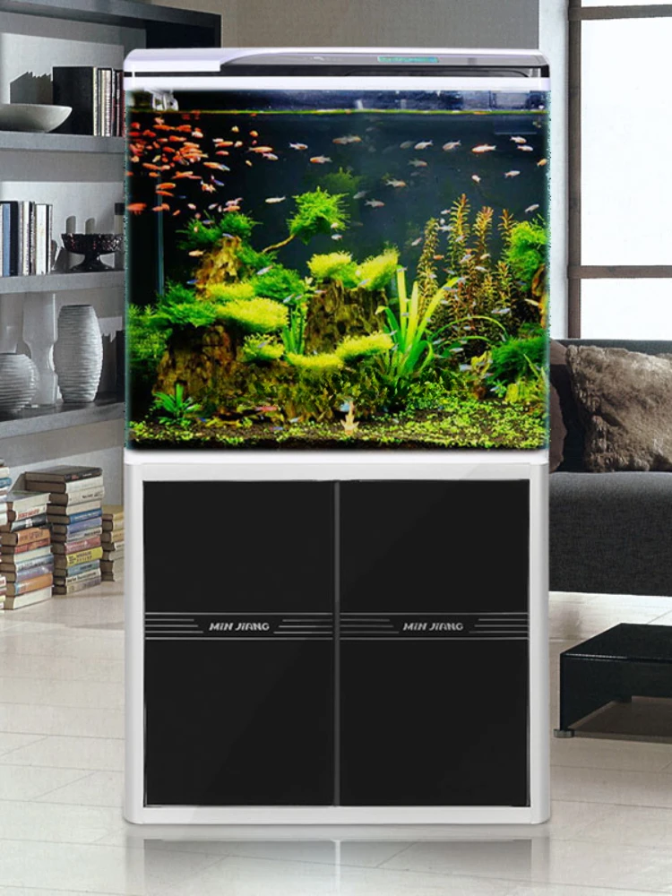 Medium Ultra-White Glass Large Fish Tank Aquarium 0.8 M Bottom Filter Fish Globe Ecological Boundless Fish Tank