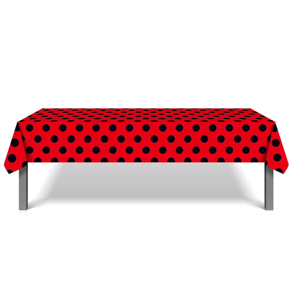 Ladybug Tablecover Ladybug Party Tablecloth Vintage Polka Dots Tablecloth for Ladybug Theme Birthday Picnic Dining Party Decor