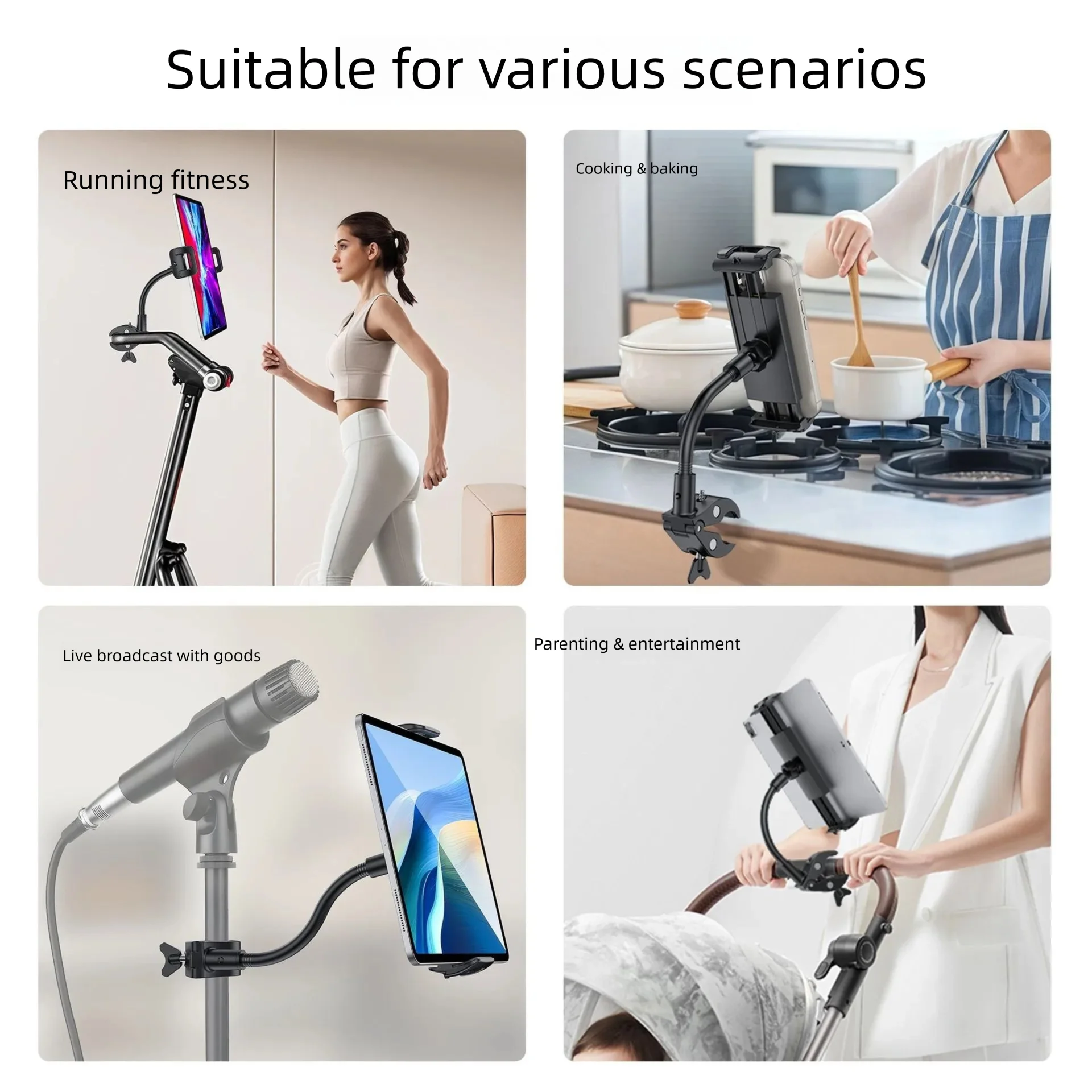 Bicycle Gooseneck Tablet Holder Bike Mount Fit 4-13