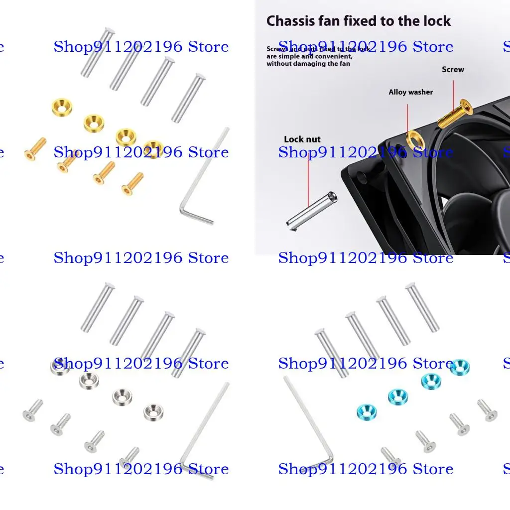 

P82A Pack of 4 Computer Case Fan Screws Full Set For PC Case Video Card Cooling Fan Radiator Water Cooling Fan Computer