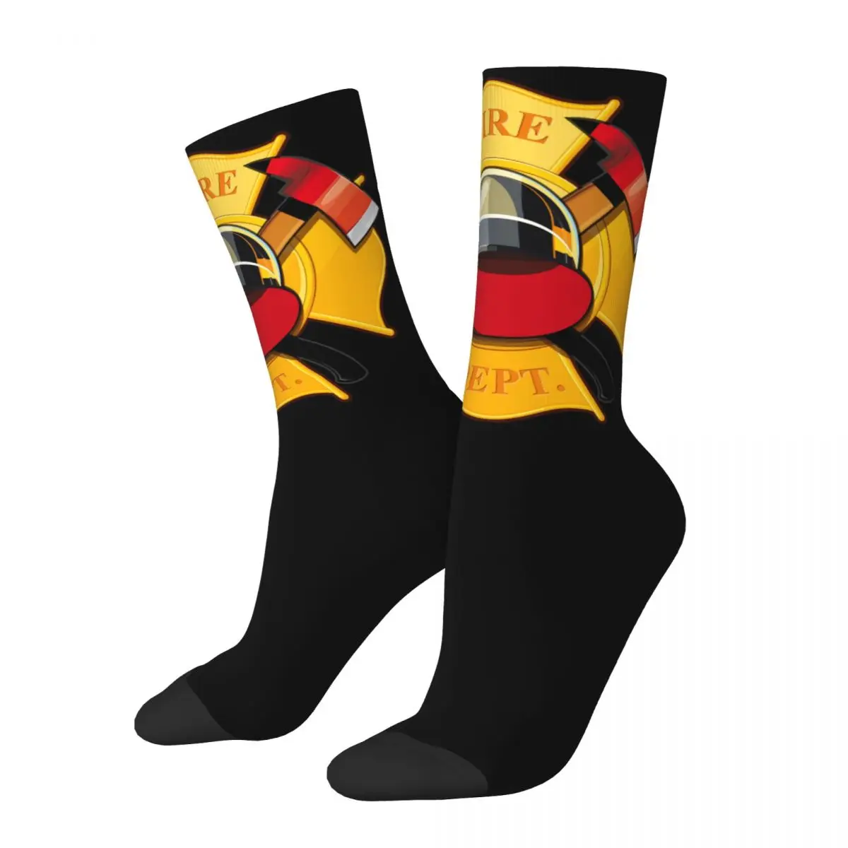 Calcetines rojos con estampado 3D para hombre y mujer, calcetín Unisex con insignia del Departamento de Bomberos, estilo callejero