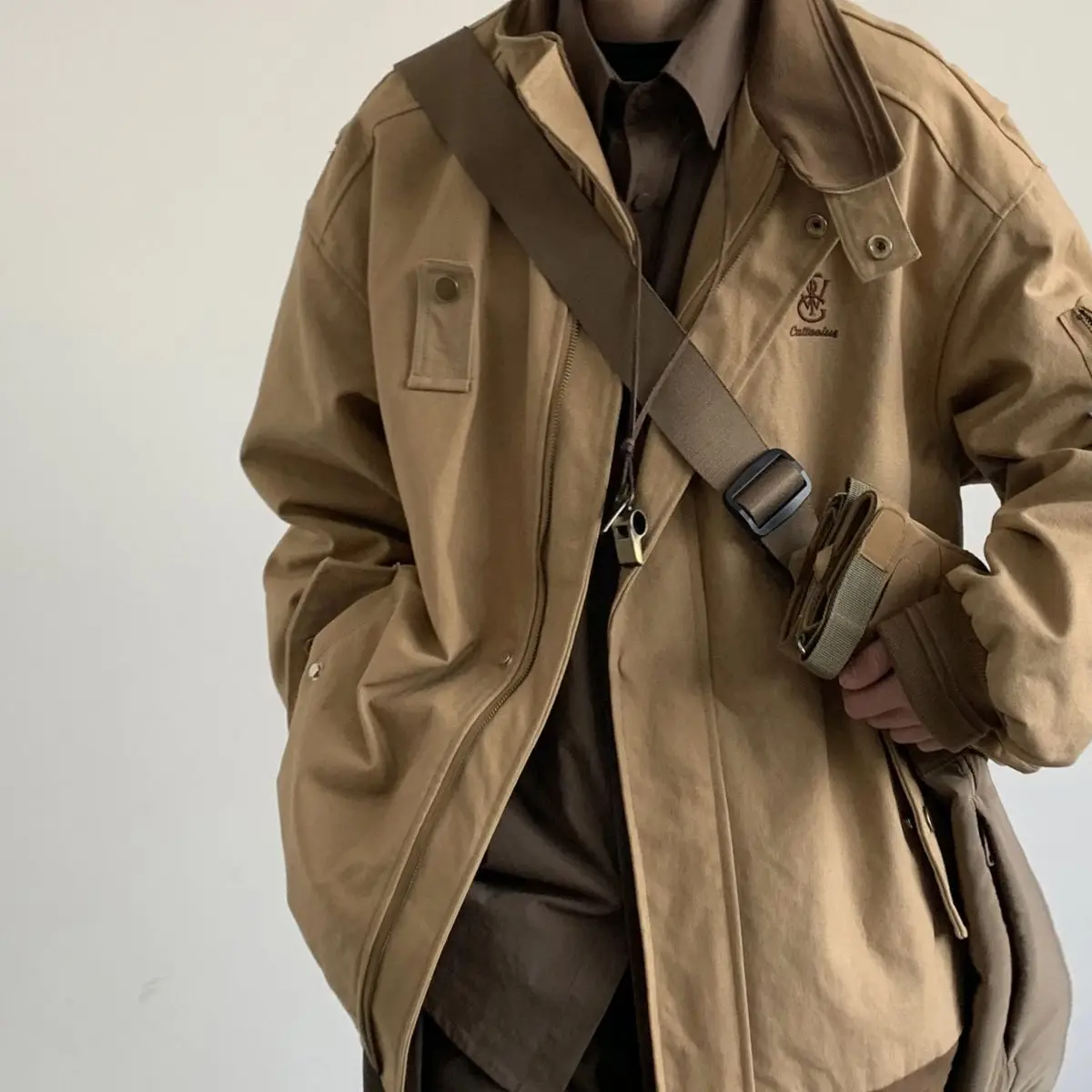 

Bomber Jackets Womens Jacket Pilot Fall Suede Pleated Waistband Lace-Up Retro Artistic Steampunk Collared OL Chic Knitwear Daily