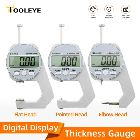 Digital Display Thickness Gauge Zinc Alloy Electronic LCD Micrometer Metric Imperial Wall Thickness Measurement Tools 0-10/20mm