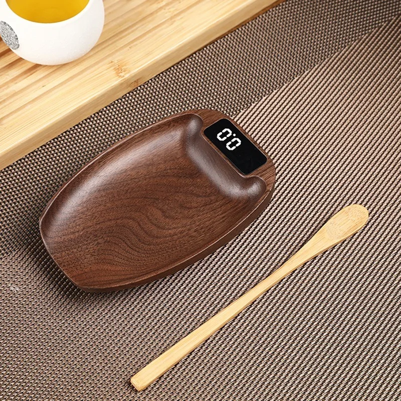 Tea Scale Coffee Electronic Scale Tea Ceremony Specific Gram Weighing Small Digital Tea with Solid Wood Electronic Scale Pu Erh