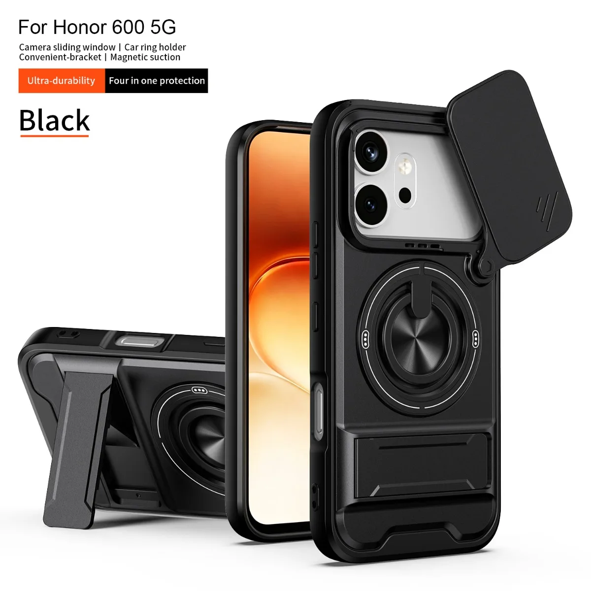 Magnetische Handyhülle für Honor 600 Pro Honor 600 Lite mit drehbarem Kameraschutzring, Ständer und stoßfestem Schutz
