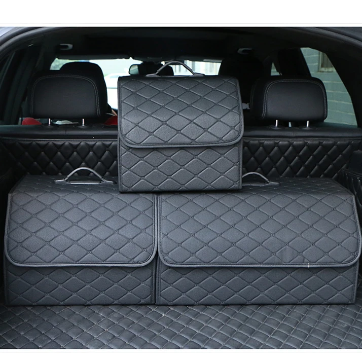 Car Trunk Organizer Box Auto Multiuse Tools Stowing Tidying Leather Folding Emergency Storage