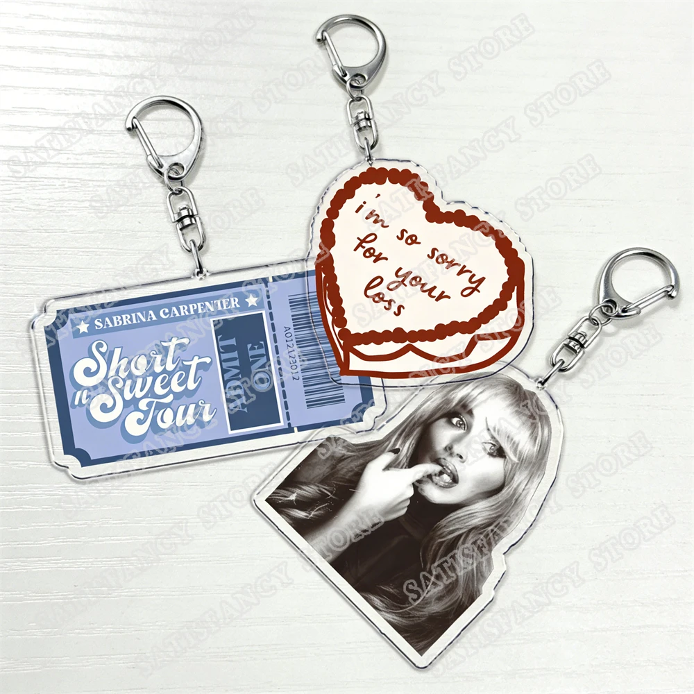 Popular Singer Keychains for Accessories Bag Short N' Sweet Espresso Emails I Cant Send Keyring Chain Ring Jewelry Fans Gifts view 2