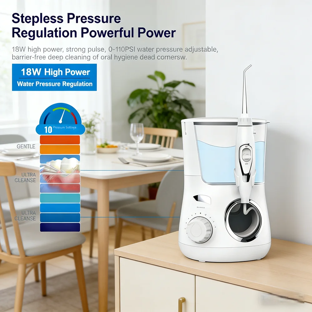 

Электрический ирригатор для чистки зубов с 10 режимами, 5 насадками, портативный, перезаряжаемый, для ежедневного домашнего ухода за полостью рта