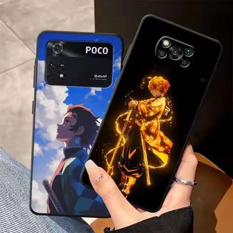 Case for Xiaomi Poco F3 C75 M5 M3 M4 M7 Pro C71 X3 X4 X5 X7 Pro C50 C61 C40 F1 Black Soft Phone Cover Demon S-Slayer Sanemi