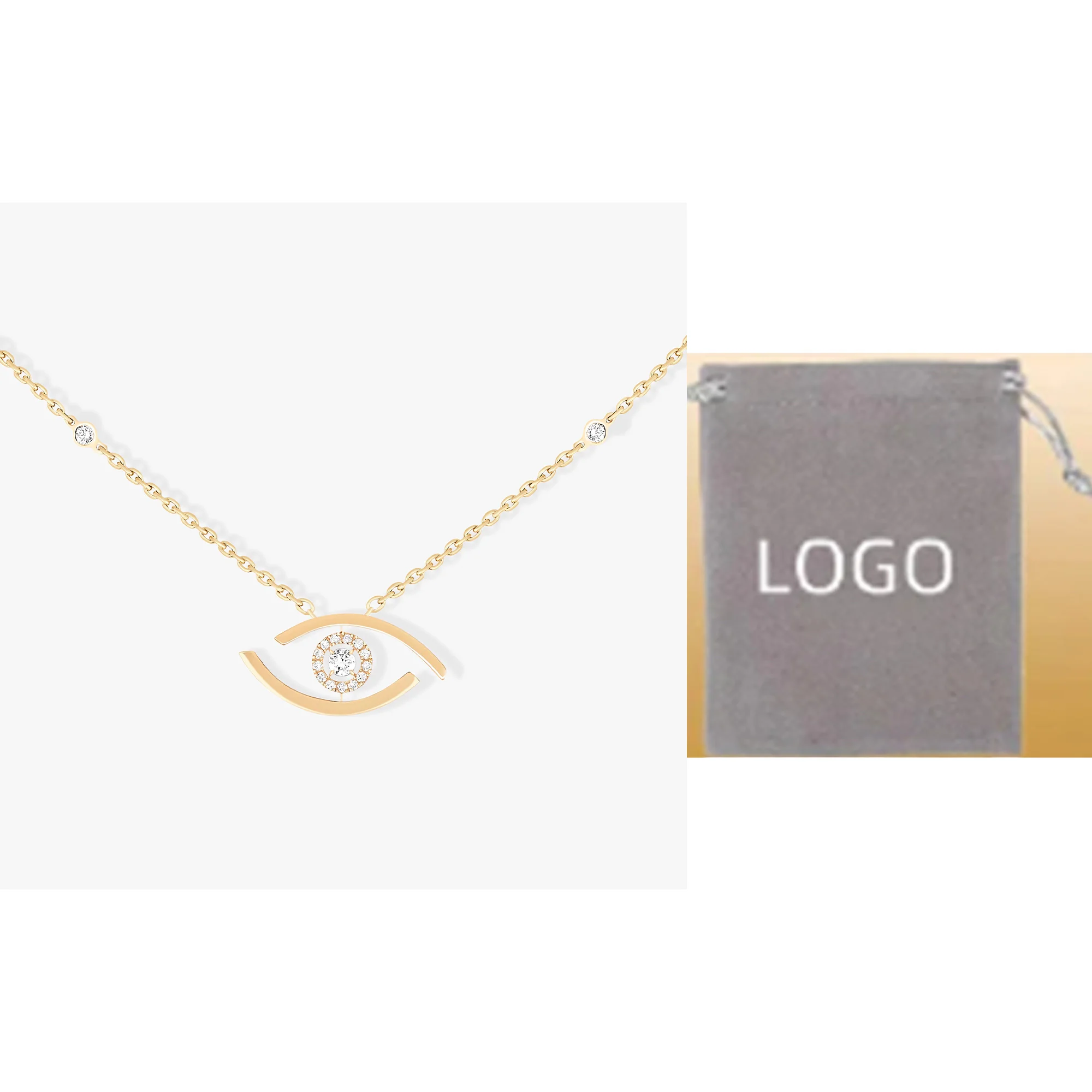 Classic high-end Messik - Style pure silver s925 elegant LUCKY EYE series hollowed out single diamond necklace
