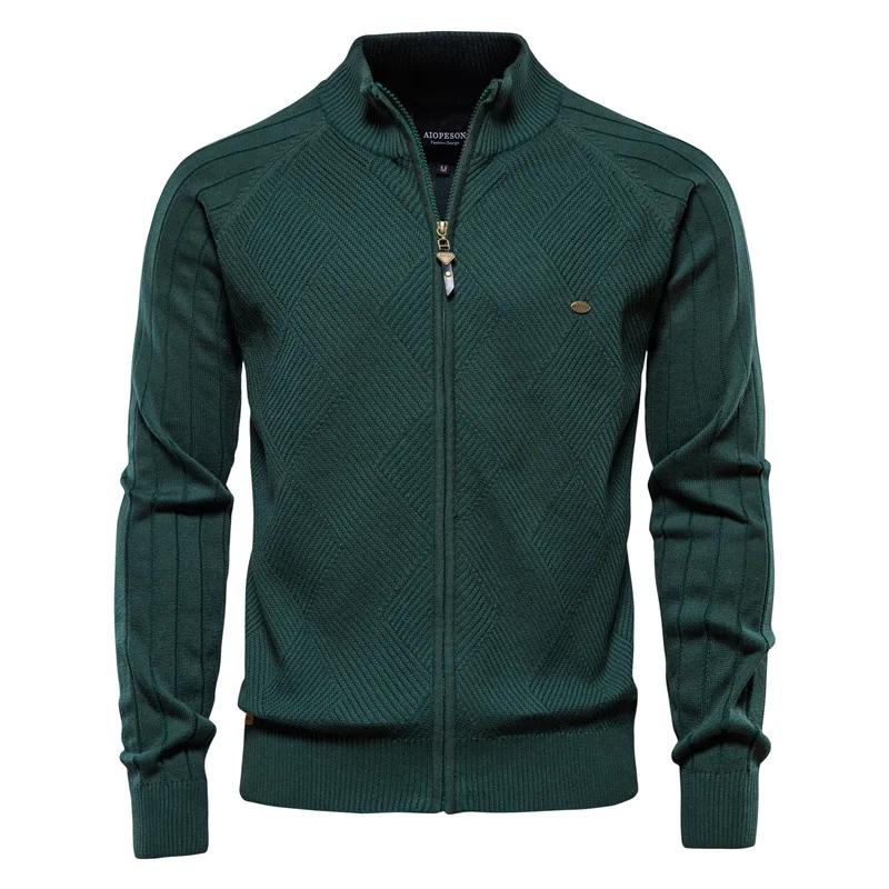 Men's Sweater Autumn Men's Cardigan Jacket New Fashion Solid Color Lapel Jacquard Sweater Turtleneck Casual Knitted Sweater Coat