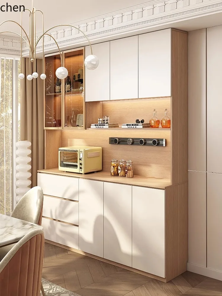 QZT Glass Door Sideboard Integrated Wall-Mounted Wine Cabinet Living Room Home Dining Storage Cabinet