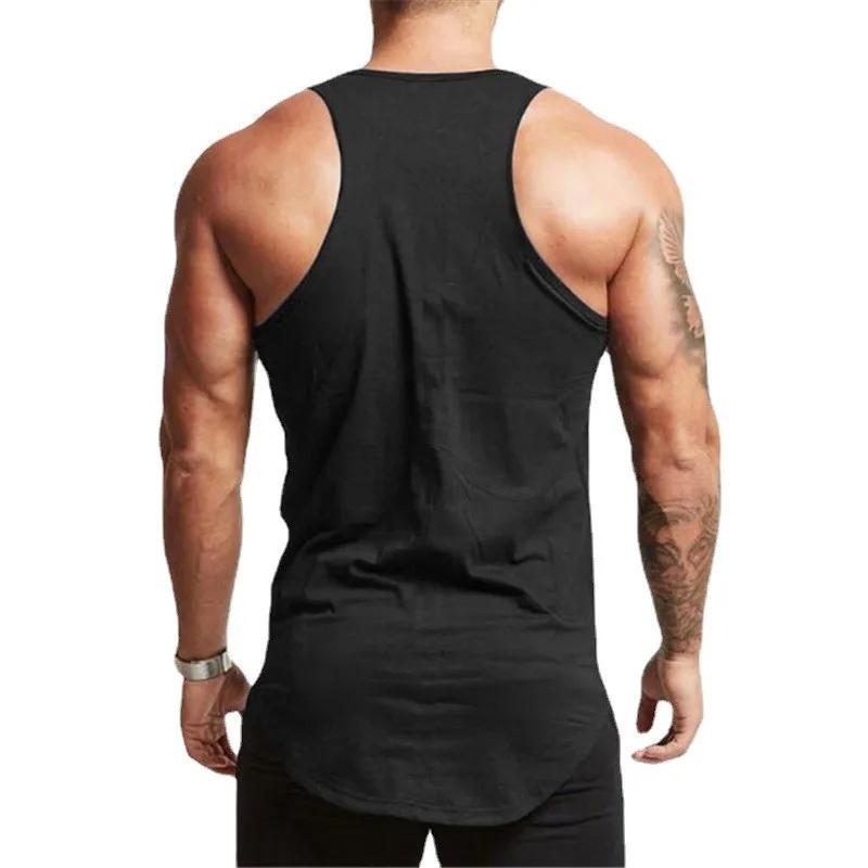 Gym Fitness Men Running Vest Summer Sleeveless Cotton Tank Top Sweat Sport Shirt Athletic Training Wear Muscle Exercise Clothing