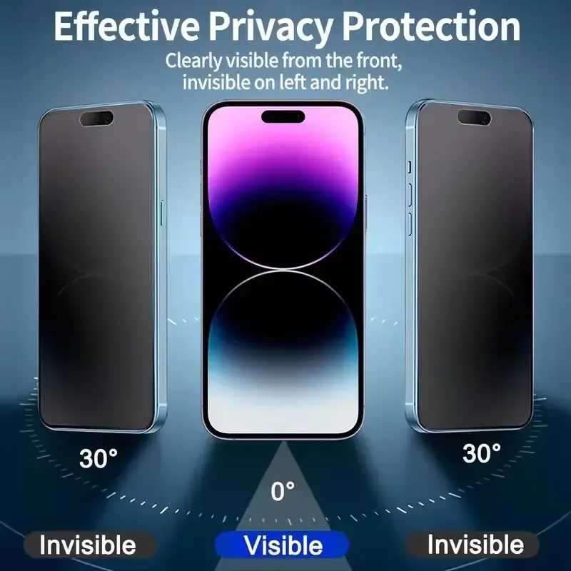Oleophobic Dust Free Easy Installation Matte Privacy Screen Protector For iPhone 17 16 15 13 11 12 14 Pro Max Air 16E XR X Glass - Image 2