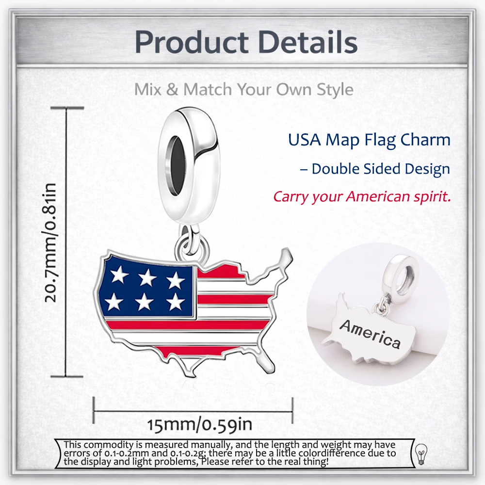 SilJew Country Flag Heart Charm 925 Silver Enamel Pendant Fit Bracelet USA Brazil Argentina Italy Venezuela Travel Jewelry Gift view 2