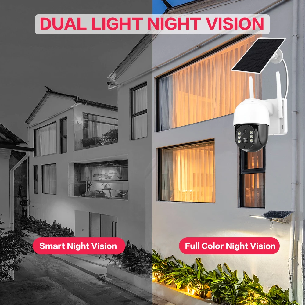 5MP Smart Home Solar Battery WIFI Security Camera Color Night Vision Auto Tracking 2-Way Audio PTZ ICSee Surveillance IP Camera