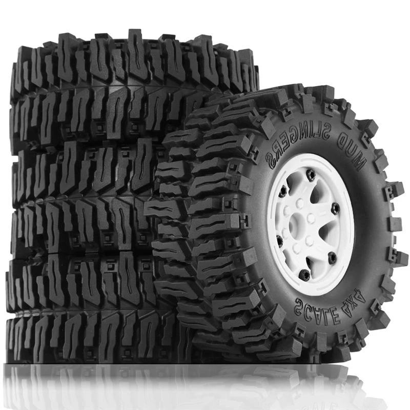 4Pcs 130Mm 2.2Inch Beadlock Wheel Rim Rubber Tire Set For 1/10 RC Crawler Car Axial SCX10 Wraith RR10 Capra RBX10 TRX4,D