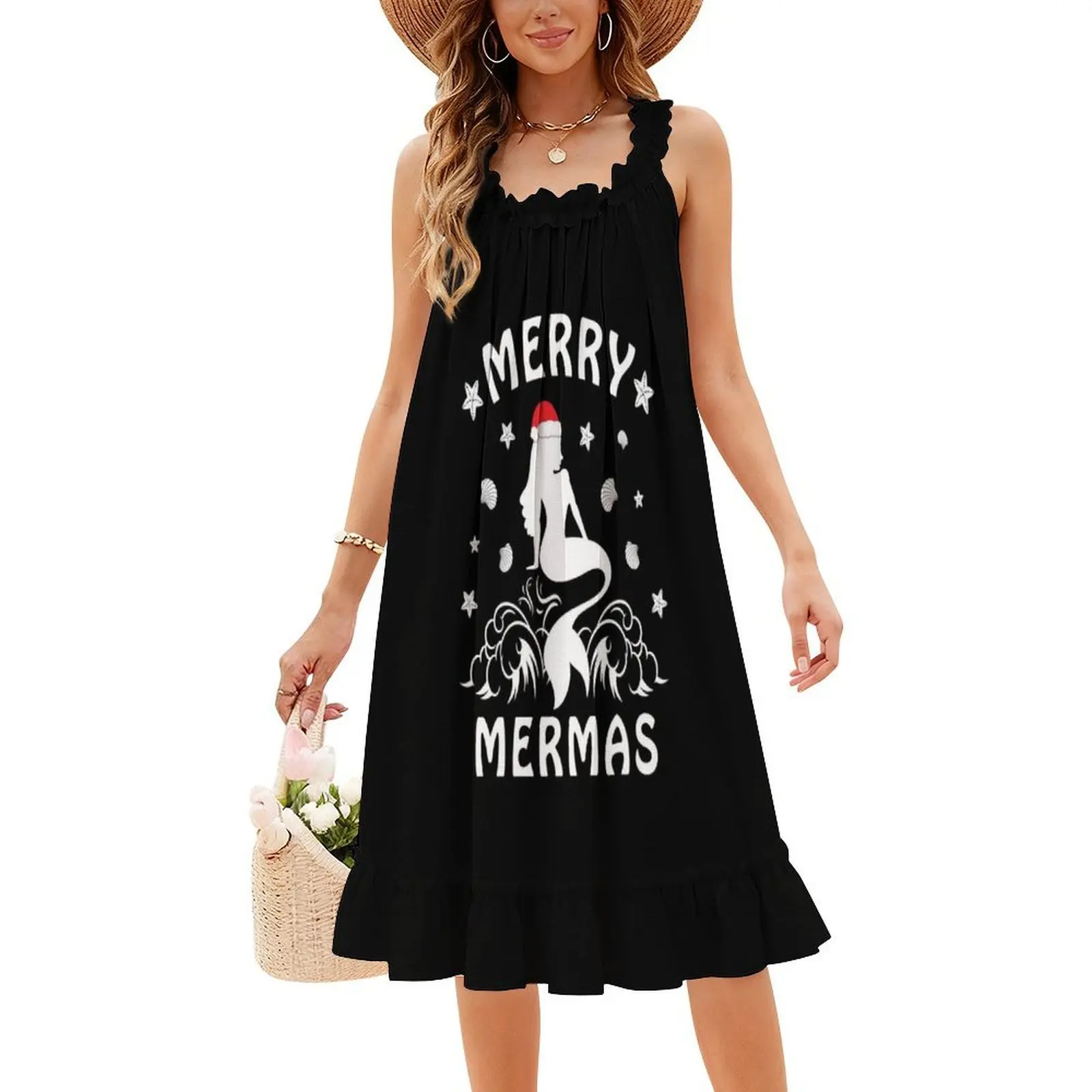 فستان حفلات Merry Mermas Christmas Mermaid للسيدات ملابس الشارع الشهير ملابس نادي مطبوعة عصرية للإناث شاطئ حورية البحر لعيد الميلاد
