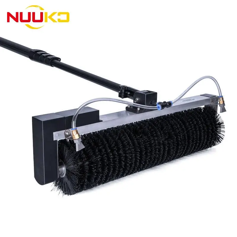 Single Roller Head Solar Panel Cleaning Brush With 3.5m 5.5m 7.5m Telescopic Rod Ready To Ship Panel Cleaning Machine