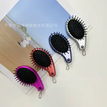 Cepillo de pelo plegable 3 en 1, peine con espejo, peine de masaje compacto y portátil para viajes con colgante de moda, herramienta esencial para peinar. 10 best sales Cepillo de pelo portátil - №6