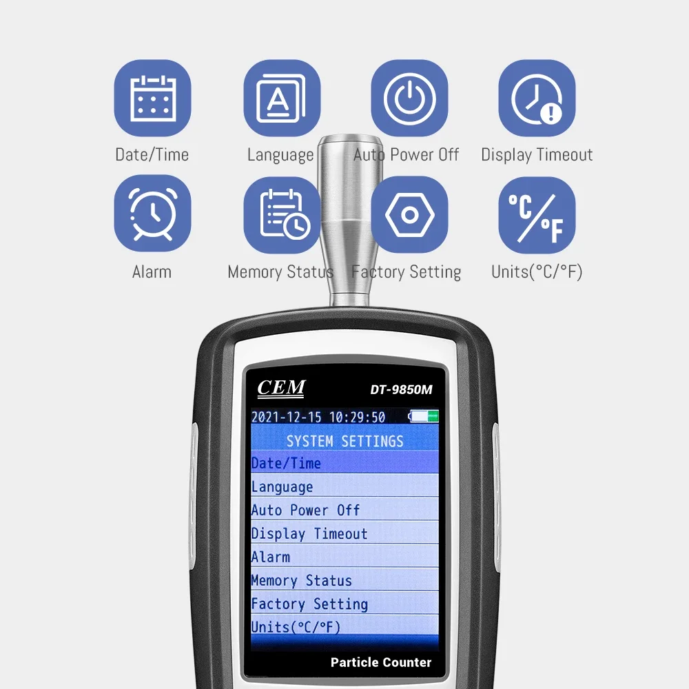 DT-9850M PM0.3 PM2.5 PM10um Particle Counter Professional Handheld Air Laser