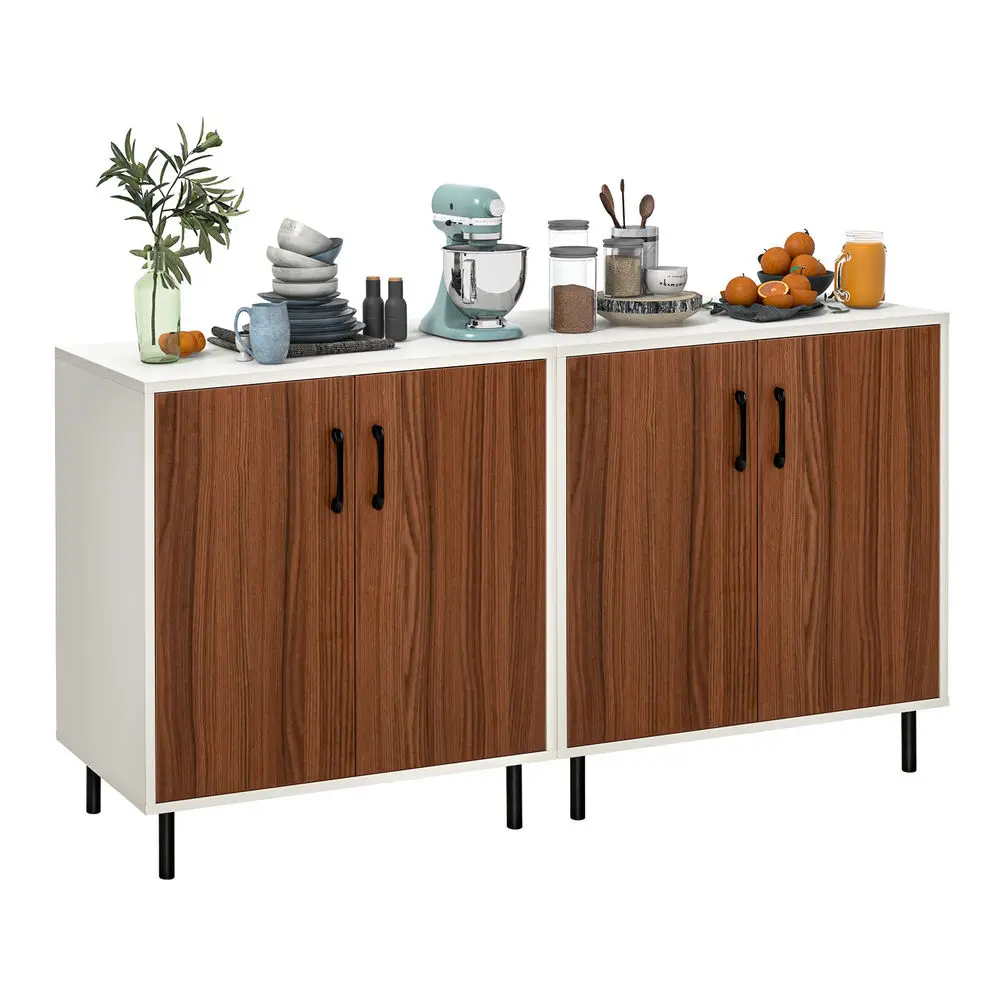 Costway Set of 2 Sideboard Buffet Storage Cabinet Kitchen Cupboard w/ Adjustable Shelf