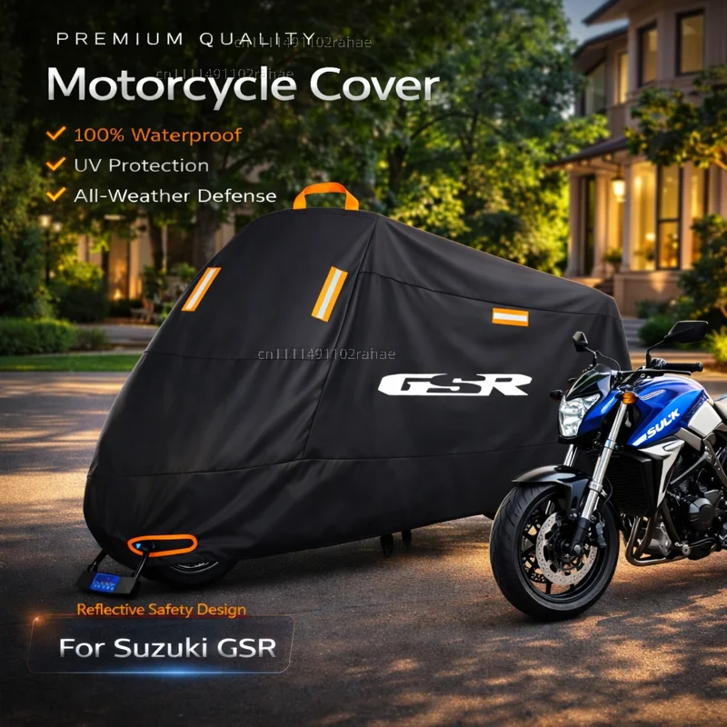 

For Suzuki 750 GSR400 Motorcycle Cover Waterproof Heavy Duty Polyester Tarpaulin UV Protective Outdoor Rain Dust Sun Protector