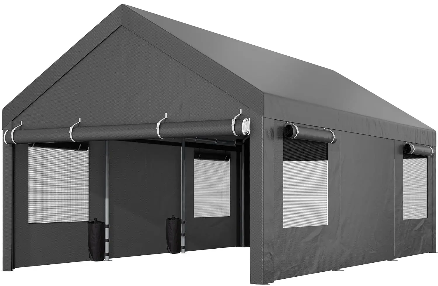 12x20 FT Heavy-Duty Design Carport,Portable Garage Canopy,Carport Canopy with Side-Opening Removable Door & Roll-Up, Customized