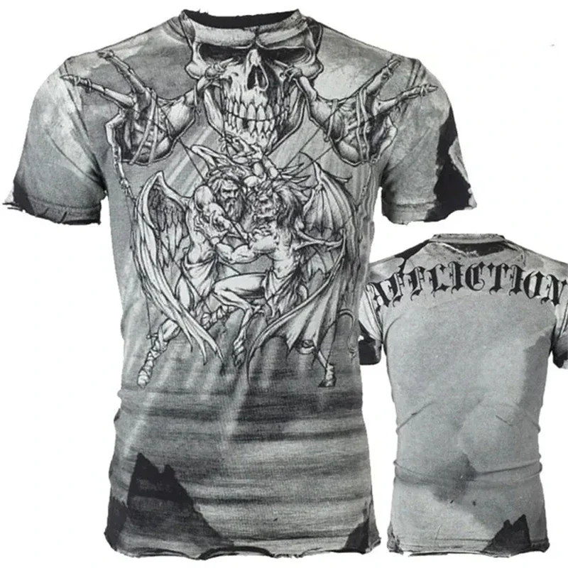 Vintage T Shirt For Men 3D Print Archaic By Affliction Graphic T-Shirt Goth Punk Y2k Streetwear Tees Harajuku Men Clothing Tops