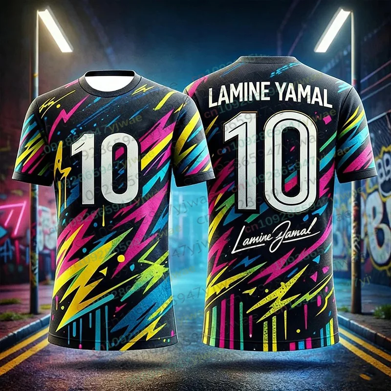 Summer Football Training Tee Yamal 10 Special Edition Graffiti Competition Football Jersey Outdoor Quick-dry Women Men's Tshirt