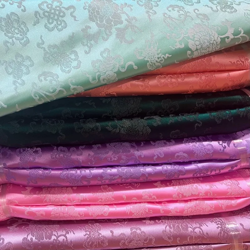 100X75CM Pisces Streamer Ethnic Style Tibetan Nylon Silk Brocade Jacquard Fabric Home Offering Tablecloth Buddhist Decoration