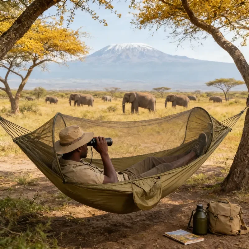 Breathable Double Layer Hammock with Inner No-See-Um Mesh and Outer Water Resistant Nylon for Tropical Camping