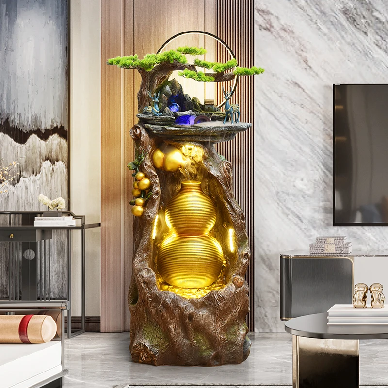 Outdoor wealth attracts feng shui wheel rockery, fountain garden decoration cycle, water floor opening gift
