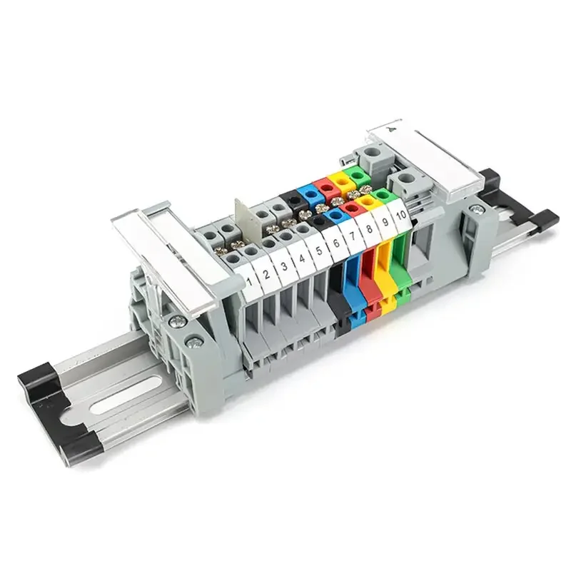 10/100pcs DIN Rail UK2.5B Terminal Block Clamp Connector 7 Colors 800V 32A UK-2.5N 2.5mm Square Universal Screw Connectors