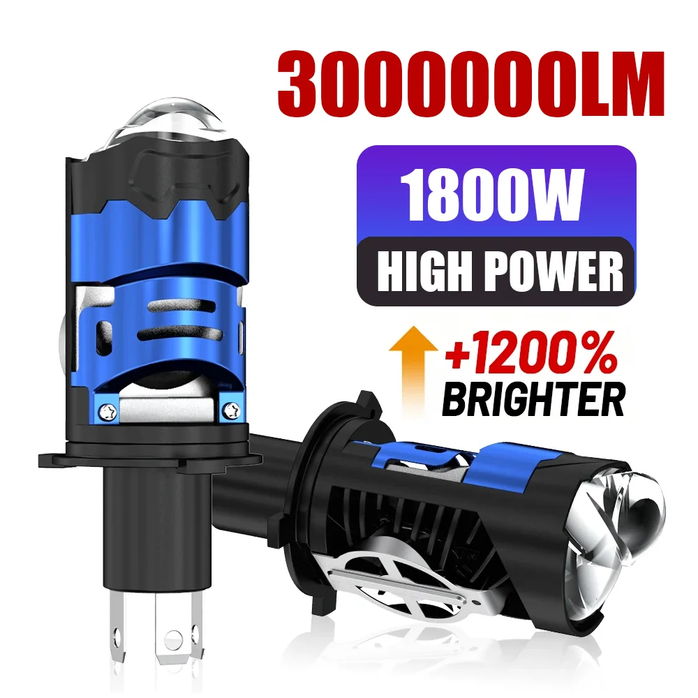 H4 LED Projector Lens  LHD RHD Car Bulbs Car Headlight Hi/Low Beam 1800W 3000000LM Plug&Play Auto Turbo Lamps for Motorcycle