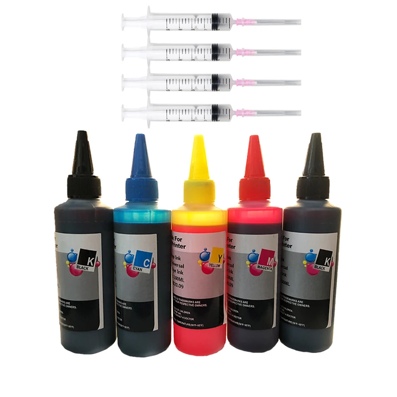 HTL 4PK 100ML Universal Refill Ink kit for Epson for Canon for HP for Brother Inkjet Printer CISS Cartridge Printer Ink