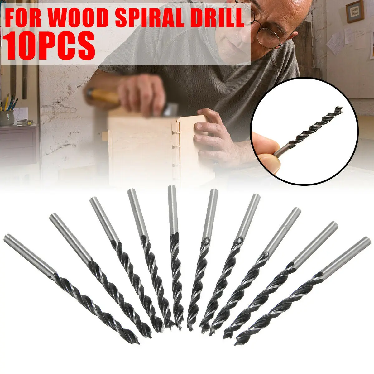 10 stücke Holzbearbeitung Spirale Bohrer Kit 5mm/4mm/3mm Durchmesser holz Bohrer Mit Mittelpunkt Holz Bohrer Set power werkzeug teile – Detail 4