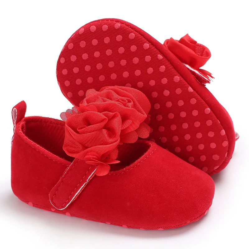 Red Fluffy Comfortable Princess Shoes 0-12 Months Baby Girl Indoor Walking Party Christmas Single Shoes
